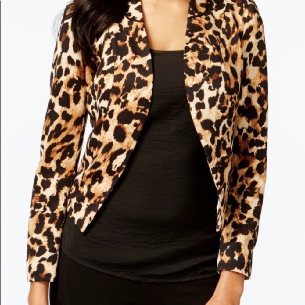 Thalia Sodi Animal Print Cropped Blazer XS 🐆